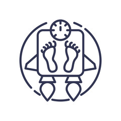 Rocket-powered scale symbolizes rapid weight loss and progress.