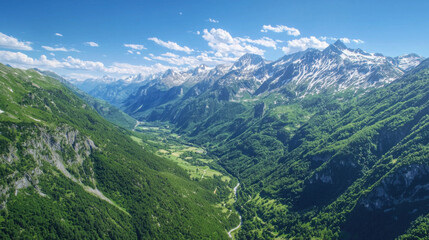 Obraz premium Aerial View of French Alps Mountains - Aerial Photography