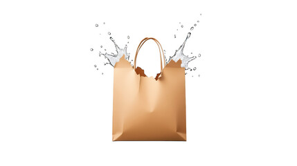 Shopping bag splashed with milk, a visual depiction of grocery mishap 