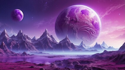 Purple Skies and Mountains on Alien World