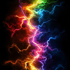 Obraz premium a black background with multiple colored lightnings