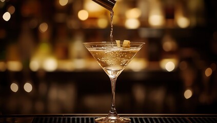 Crafting the Perfect Cocktail: Mixing, Pouring, and Garnishing a Refreshing Drink in a Stylish Glassware, Delightful Beverage for Relaxation