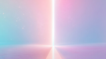 A glowing vertical streak of light extending infinitely, illuminating a simple gradient backdrop, subtle ambient sparkles adding depth