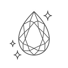 Pear cut precious gemstone. Outline icon with editable stroke