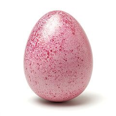 Pink speckled Easter egg isolated on white background