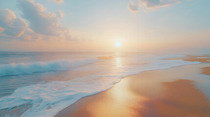 Fototapeta premium Golden Sunset Beach Waves