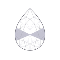 Bow tie effect in elongated pear cut diamond. Outline icon with editable stroke