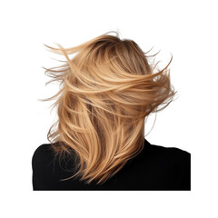 Obraz premium Flowing blonde hair with dynamic movement, Isolated on white background.