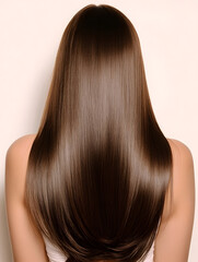 Fototapeta premium Silky Smooth Luxurious Brown Hair with Natural Shine and Elegance : Generative AI
