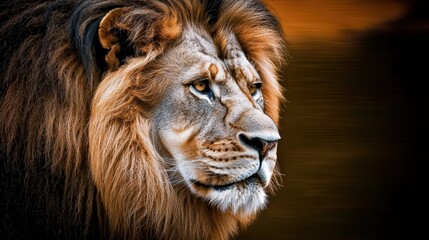 Fototapeta premium Lion portrait captured in natural habitat majestic animal photography wilderness close-up view wildlife concept