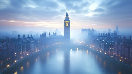 Misty London, Big Ben, Parliament