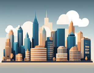 Obraz premium modern flat city building silhouette illustration Free Vector background.