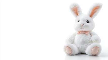 Obraz premium White rabbit plush toy against white background