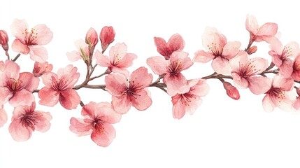 A watercolor illustration of pink cherry blossoms on a branch, symbolizing beauty and spring.