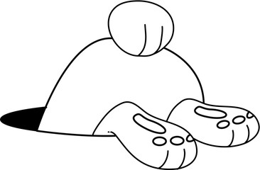 Minimalist Outline Cartoon Rabbit Character Illustration retro style hand-drawn illustration