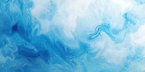 Abstract blue and white background with a swirling liquid marble texture