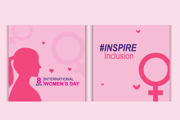 International women's day with floral elements, gender logo, woman silhouette and number 8. suitable for social media posts, greeting cards or women's day commemorations