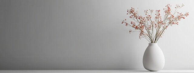Fototapeta premium Minimalist vase with dried flowers showcasing soft tones and serene ambiance for interior decor