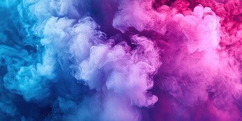 Fototapeta premium Colored fog on a dark backdrop, in pink and blue