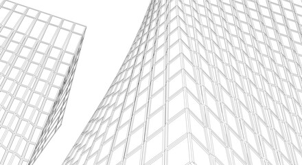 Fototapeta premium Modern Glass Facade Skyscrapers. Minimalist Architectural Urban Skyline with Contemporary Buildings