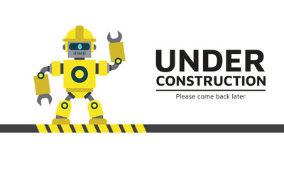 Fototapeta premium An Under Construction Website Page for Design Element or Web Page Element with Cartoon Robot