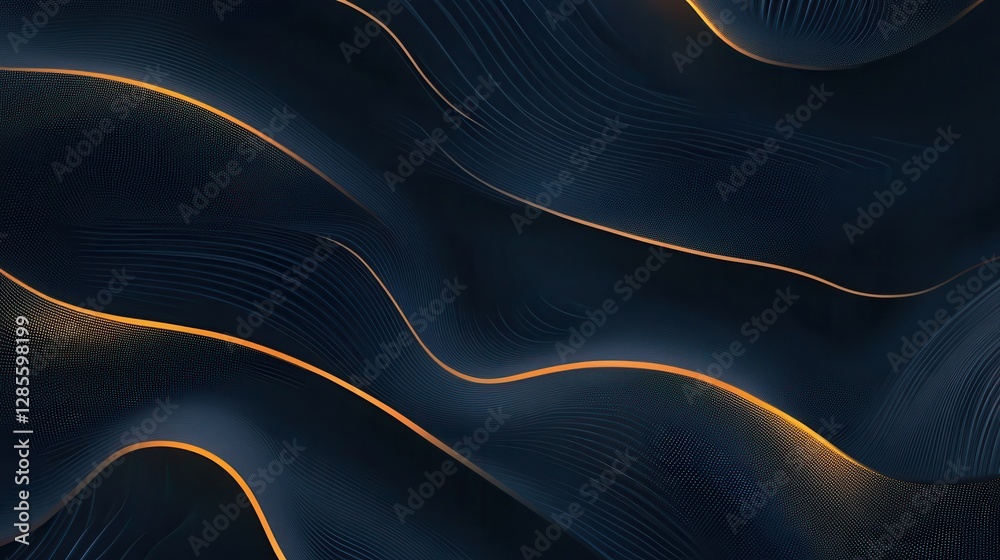 Poster Abstract Dark Background with Flowing Lines and Warm Glow Creating a Dynamic Visual Effect
