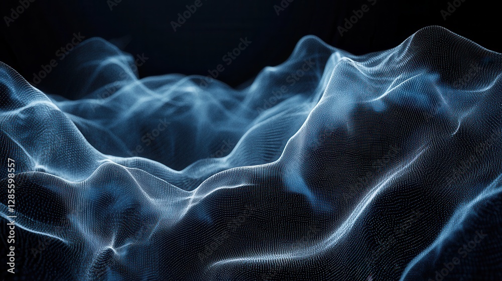 Poster abstract wave patterns of light in dark background representing technology and digital design