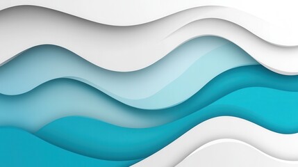 Obraz premium Abstract Waves in Light Blue and White Colors with Smooth Curves and Layered Design Elements