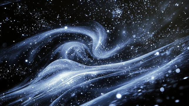 a black background with white swirls and stars - Powered by Adobe