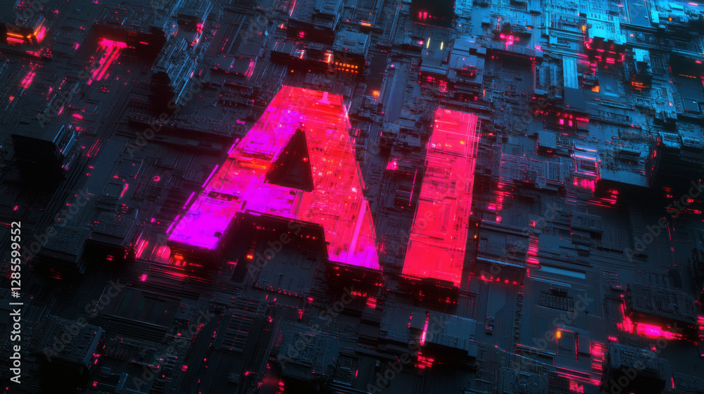Poster a vibrant, digital representation of the letters 