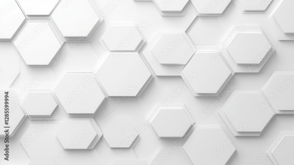 Poster Abstract White Hexagonal Pattern with Depth and Shadows for Modern Design Backgrounds
