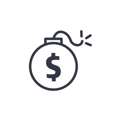 business risk bomb icon symbol vector sign isolated on white background illustration for graphic and web design