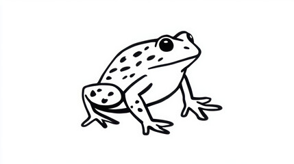 Fototapeta premium Minimalist black and white drawing of frog with spots, showcasing simple lines and shapes. This artwork captures essence of nature in unique style