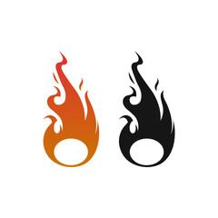 Flame vector fire icon flame logo template and silhouette shape isolated on white background
