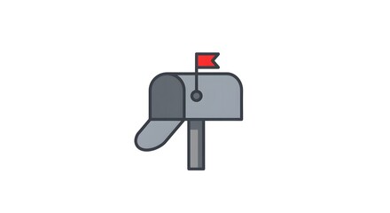 Mailbox Icon Gray Postbox Red Flag Mail Delivery