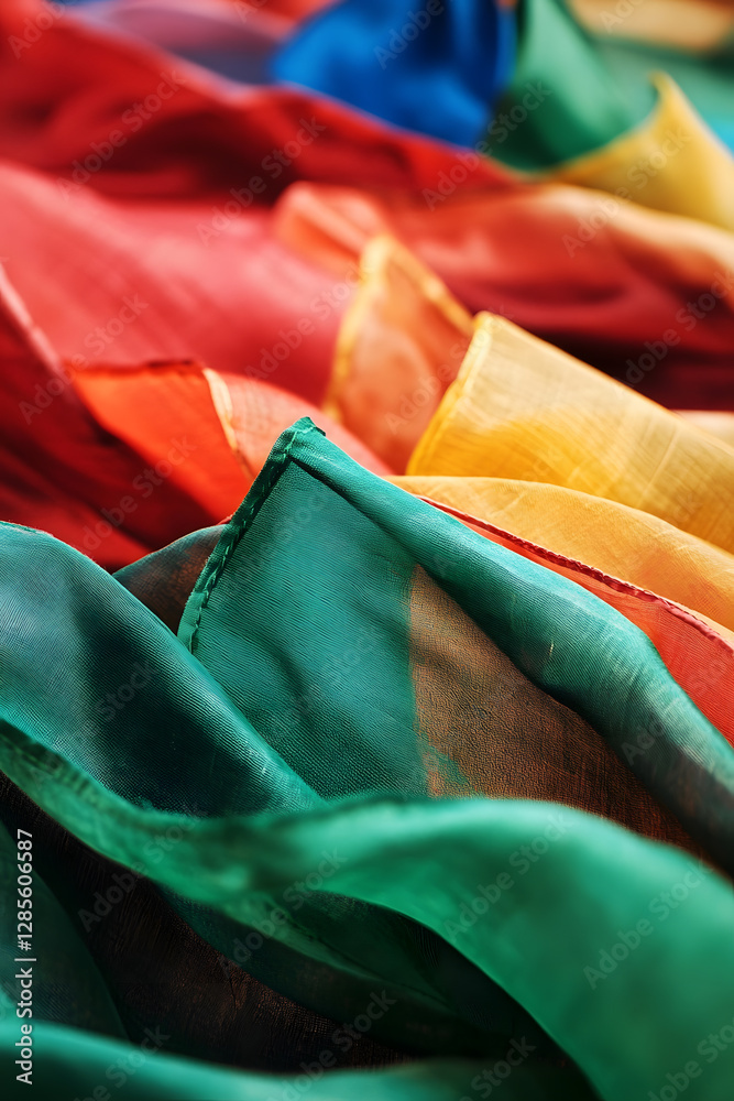 Fototapete close up of multicolored textiles and fabrics showcasing rich textures : generative ai