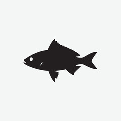 Download a high-quality black fish silhouette vector on a white background. Perfect for logos, icons, marine-themed designs, fishing graphics, and more. 