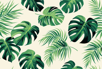 The pattern consists of nine large, green leaves with distinct veins, arranged in a symmetrical and repeating design.