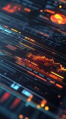 Fototapeta premium Abstract Digital Data Visualization with Colorful Lines and Graphs in Futuristic Style