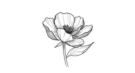 Obraz premium Elegant Line Art Flower Drawing Single Bloom Botanical Illustration