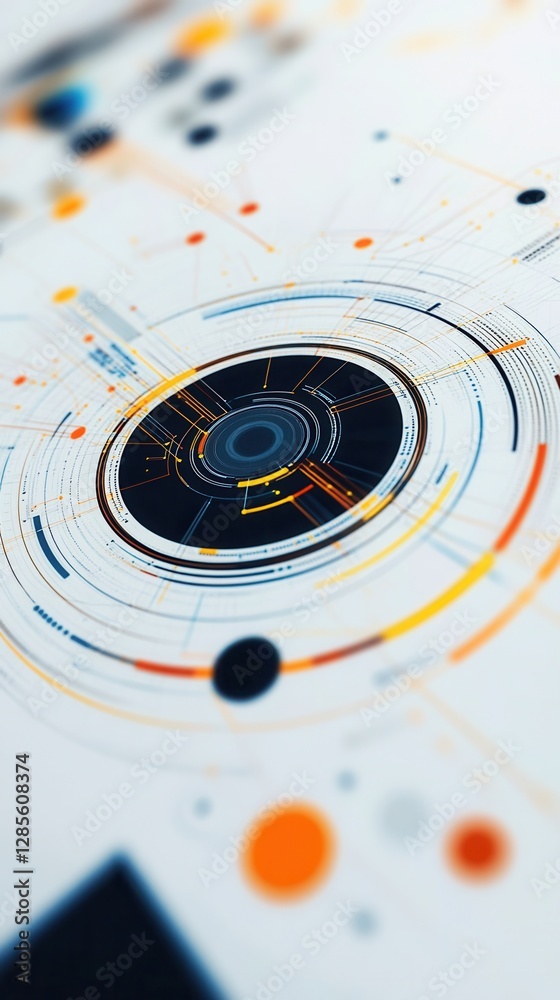 Poster abstract geometric design with colorful shapes and circular patterns for modern visuals