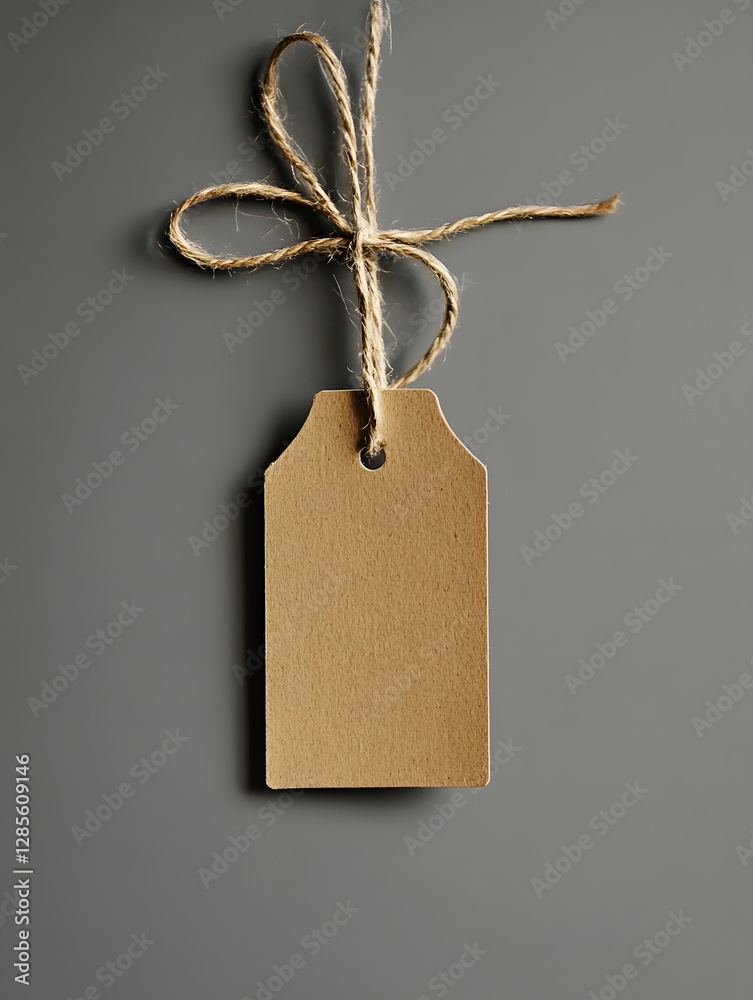 Poster eco-friendly brown paper tag with rustic twine knot for sustainable packaging solutions : generative