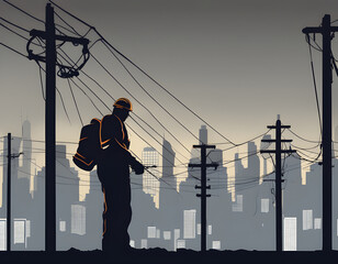 Lineman in City Vector Pro Vector and Pro SVG background