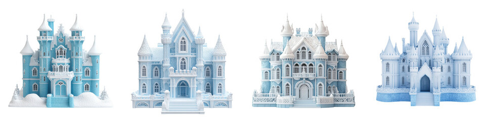 Enchanting fairytale castle in an icy winter wonderland with snowy towers and spires a magical digital 3D for fantasy design and creative applications