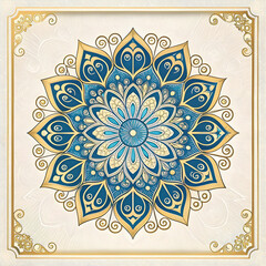 Blue & Gold Mandala Art: High-Res Image