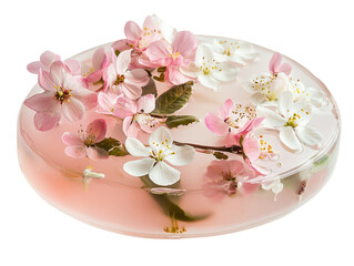 Elegant Floral Jelly Cake Suspended in Clear Gel with Cherry Blossom Petals for Spring Events