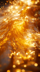 Naklejka premium Golden liquid splashes create dynamic motion and vibrant energy