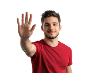 Man Waving Hand on the white isolated on transparent or white background, png
