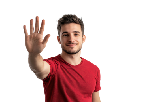 Man Waving Hand on the white isolated on transparent or white background, png