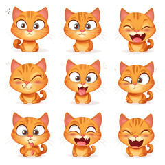 Fototapeta premium Cute orange cartoon cats with playful expressions.